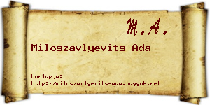 Miloszavlyevits Ada névjegykártya